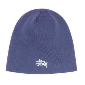 Stussy Basic Skullcap Beanie Dull Purple Embroidered Stock Logo Streetwear NWT